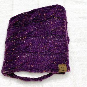 CC Fleece Lined Purple Knit Infinity Scarf